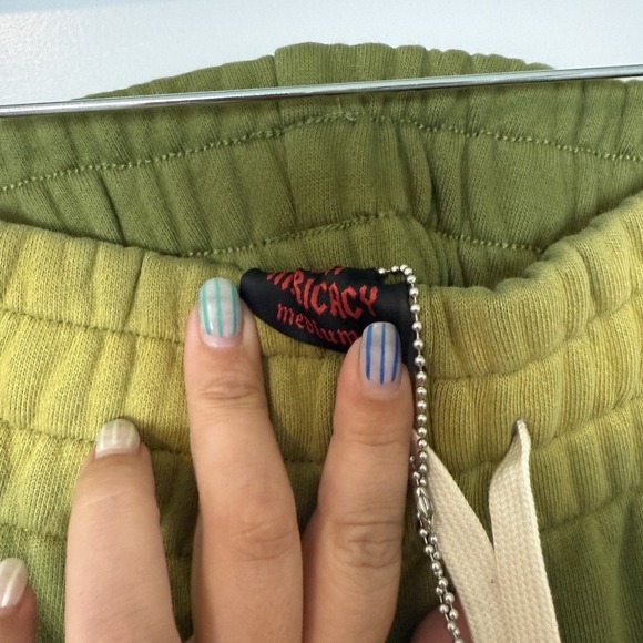 Lost Intricacy Green French Terry Sweatpants NEW Flare Size Medium Streetwear - Picture 5 of 7